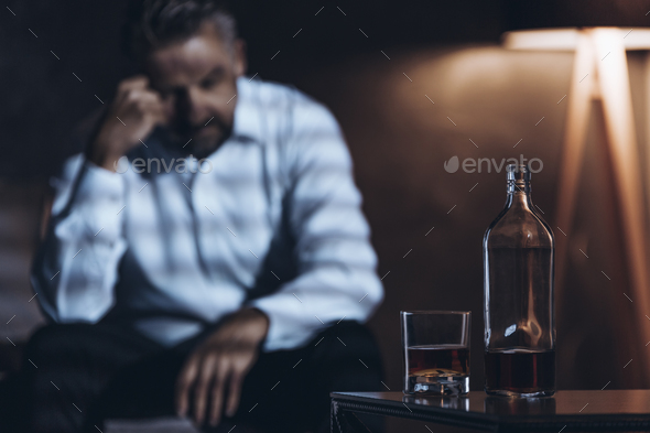Man, bottle and glass Man, bottle and glass