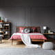 Real photo of a cozy bedroom interior with wooden bed in the mid - $5.00 Real photo of a cozy bedroom interior with wooden bed in the mid
