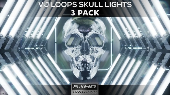 VJ Loops Neon Skull Lights Ver.1 - 3 Pack