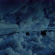 Airplane Jumbo Jet Fyling Between Storm Clouds At Night Moonlight - VideoHive Item for Sale