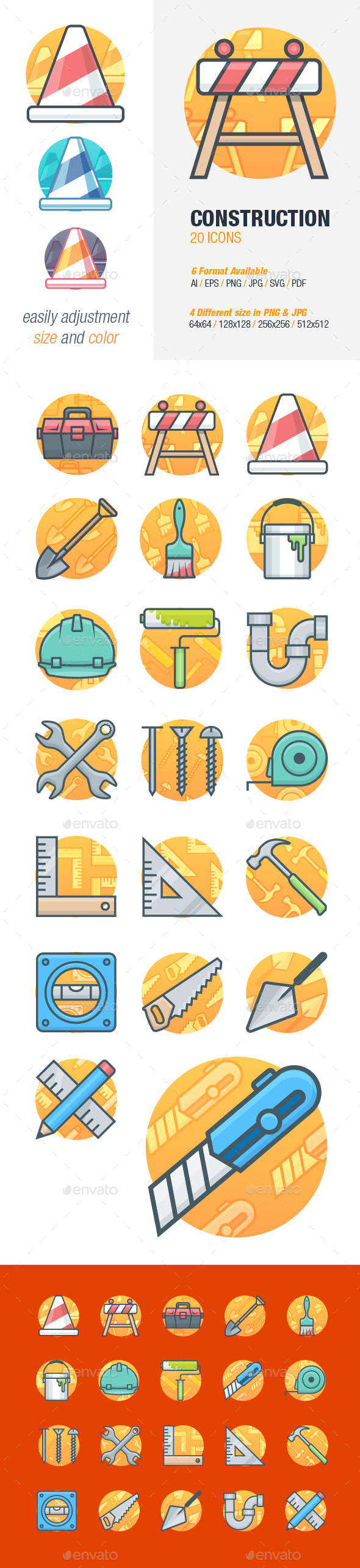 Construction and Tools Icons - Objects Icons