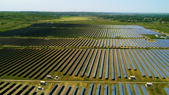 Areal Flight Over Solar Panels alt