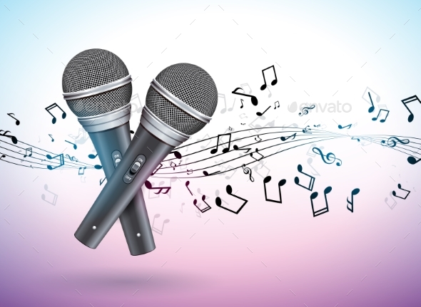 Vector Banner Illustration on a Musical Theme - Backgrounds Decorative