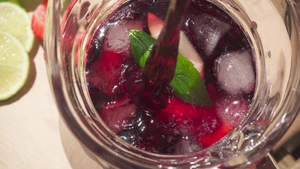 in a Carafe with Ice and Fruit To Pour Wine