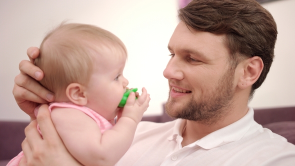 Bearded Daddy Kissing Baby Infant alt