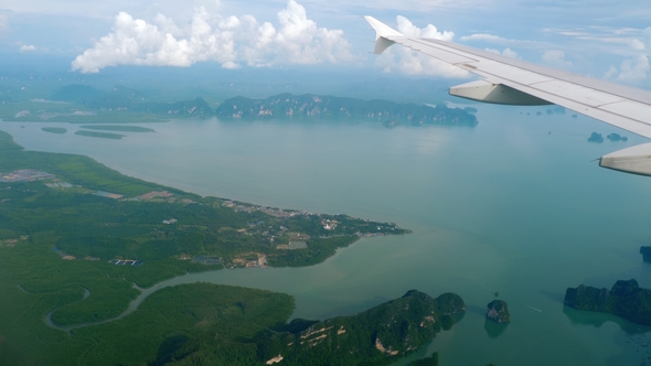 Aerial View Landscape From Descending Airplane alt