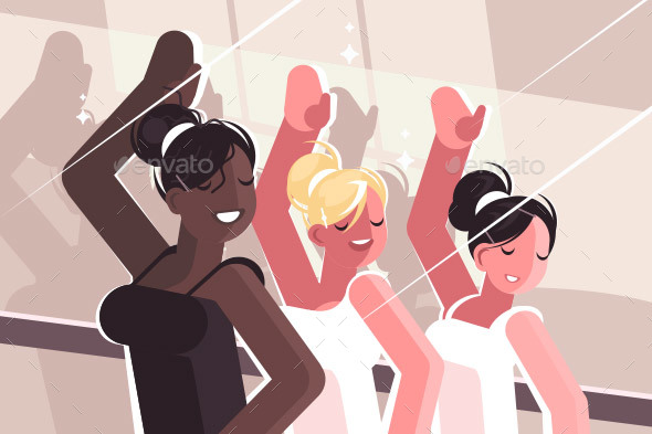 Girls Learn in Dance Class - People Characters