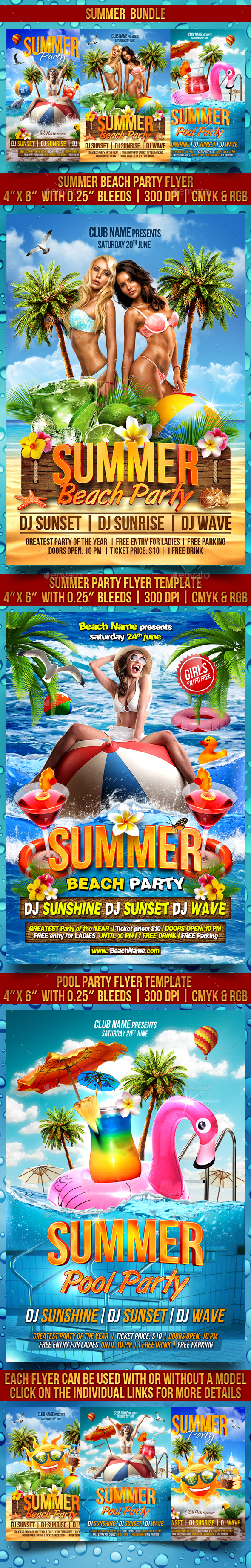 Summer Flyer Bundle V2 - Clubs & Parties Events