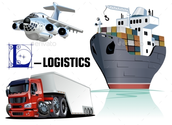 Vector Set of Cartoon Transportat - Man-made Objects Objects