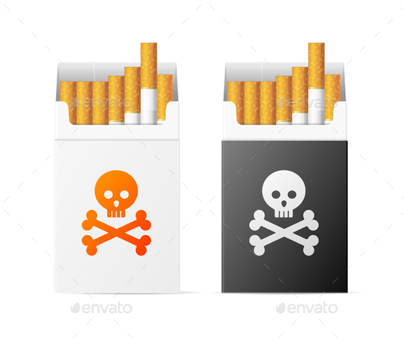 Cigarette Warning Pack with Skull Set - Health/Medicine Conceptual