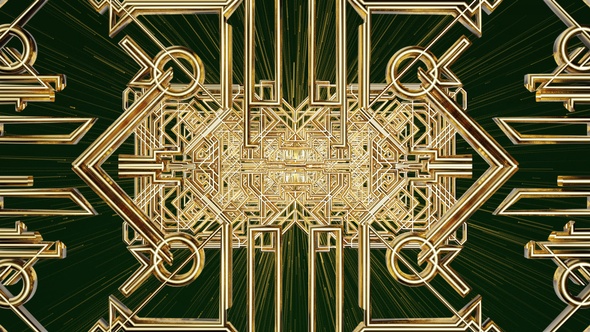 Art Deco Gold Tunnel Background Loop