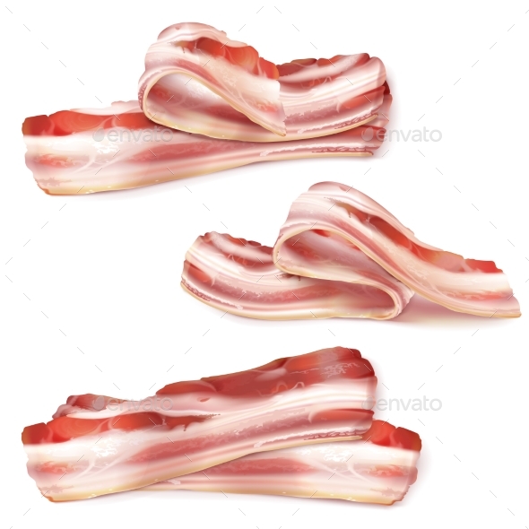 Vector Thin Bacon Strips - Food Objects