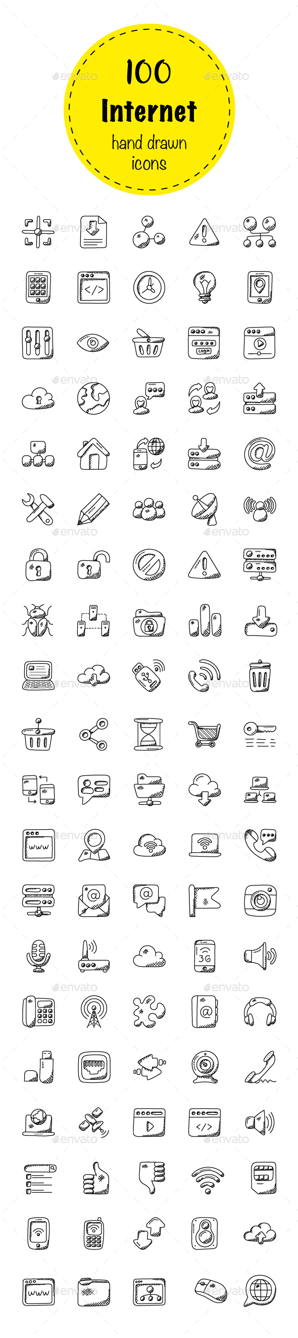 100 Internet Doodle Icons - Icons
