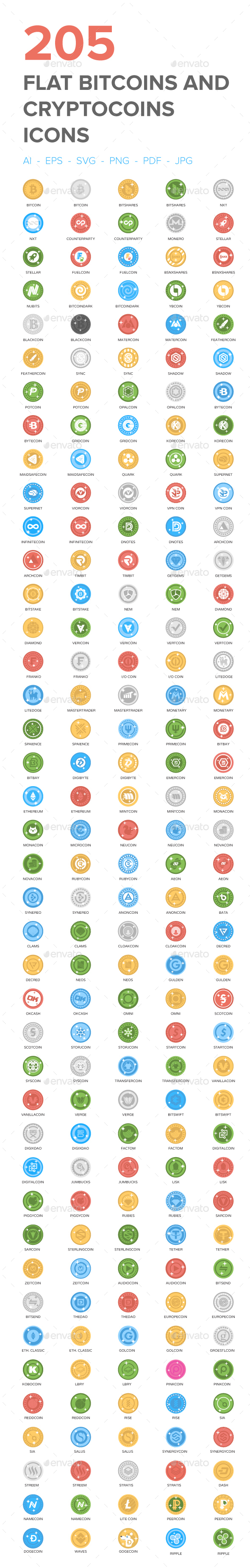 205 Bitcoin and Cryptocurrency Icons - Icons
