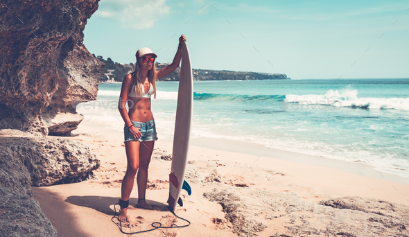 Beautiful surfer girl - Stock Photo - Images