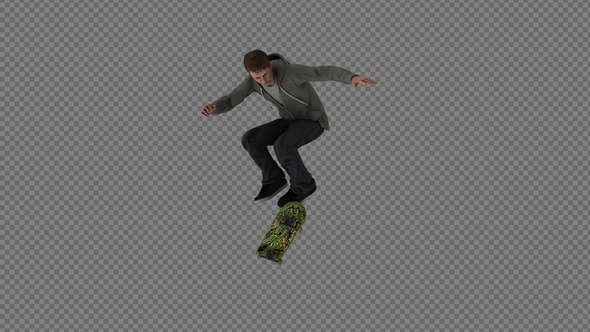 The Boy Jump Up On The Skateboard And Rotate  360 Pack 6In1