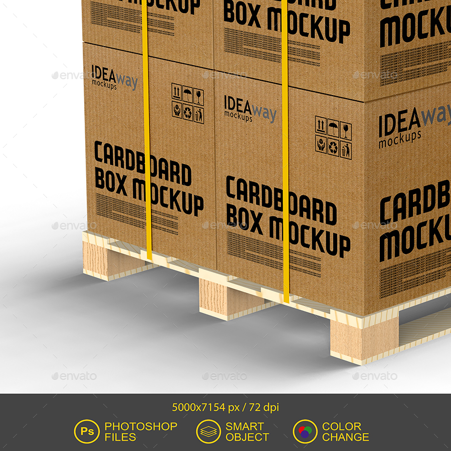 Download Cardboard Box Pallet Mockup by idaeway | GraphicRiver