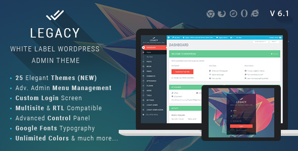 Legacy - White label WordPress Admin Theme - CodeCanyon Item for Sale