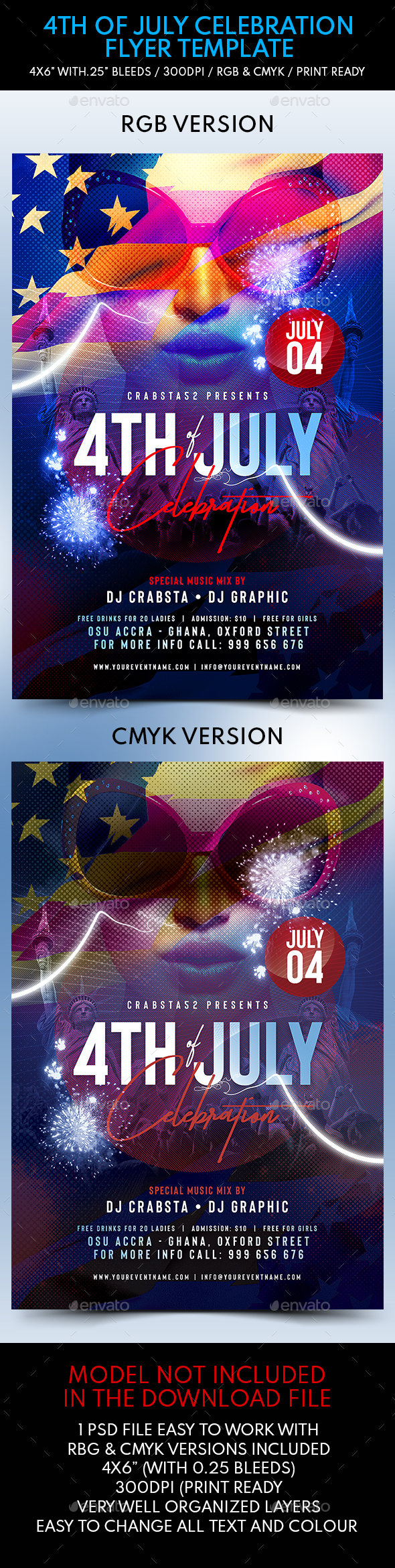 4th of July Celebration Flyer Template - Flyers Print Templates