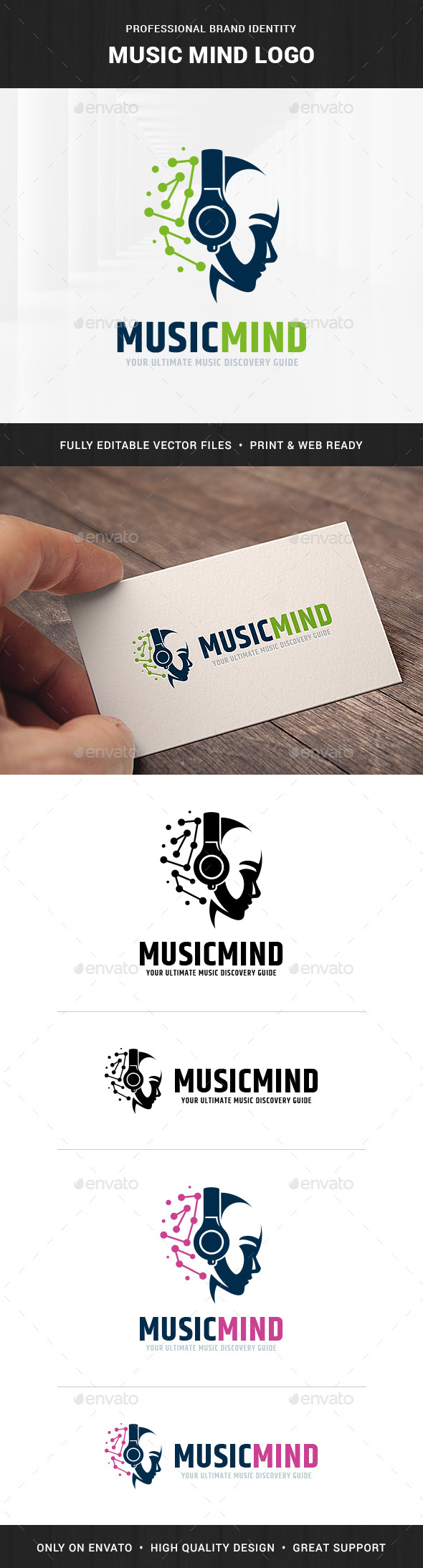 Music Mind Logo Template - Humans Logo Templates