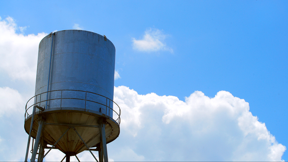 Water Tower And Clouds Timelapse