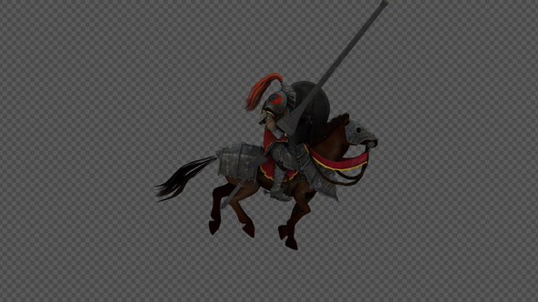 Knight Holds A Spear On His Horse And Run Pack 4In1