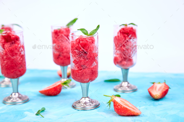 Summer refreshing strawberry granita - Stock Photo - Images