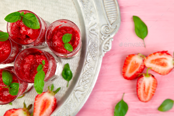Summer refreshing strawberry granita - Stock Photo - Images