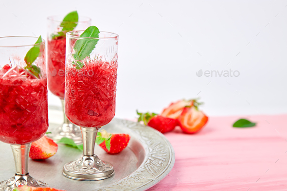 Summer refreshing strawberry granita - Stock Photo - Images