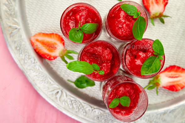 Summer refreshing strawberry granita - Stock Photo - Images