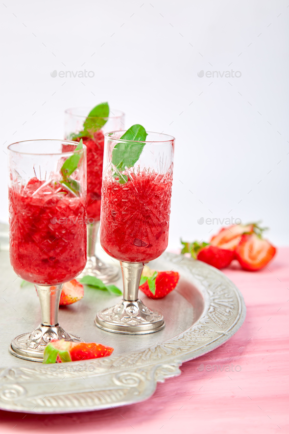 Summer refreshing strawberry granita - Stock Photo - Images