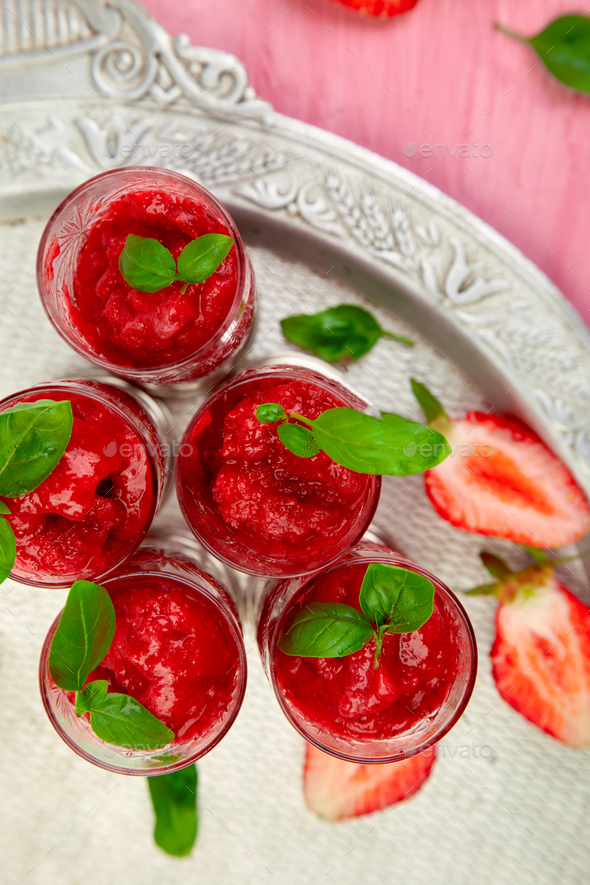 Summer refreshing strawberry granita - Stock Photo - Images