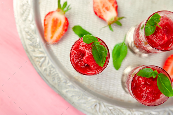 Summer refreshing strawberry granita - Stock Photo - Images