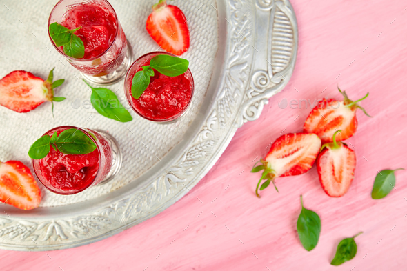 Summer refreshing strawberry granita - Stock Photo - Images
