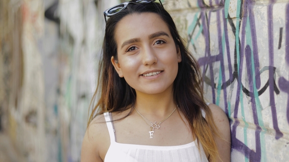 Sincere Young Woman Looking Directly at Camera, Stock Footage | VideoHive