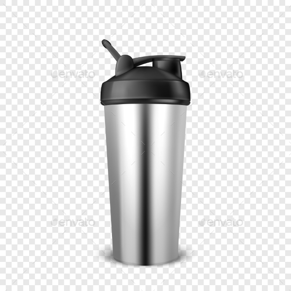 Vector Realistic Empty Glossy Metal Shaker - Man-made Objects Objects
