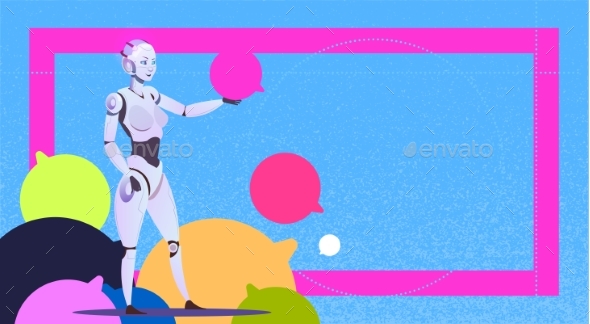 Chat Bot Using Bubbles, Robot Virtual Assistance - Technology Conceptual