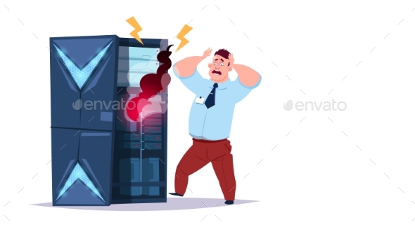 Data Storage Problem Center with Hosting Servers - Technology Conceptual