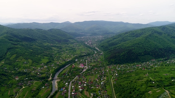 Aerial View of the Landscape in Mountains