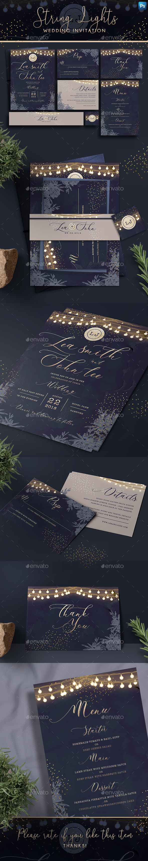 String Lights Invitation - Weddings Cards & Invites