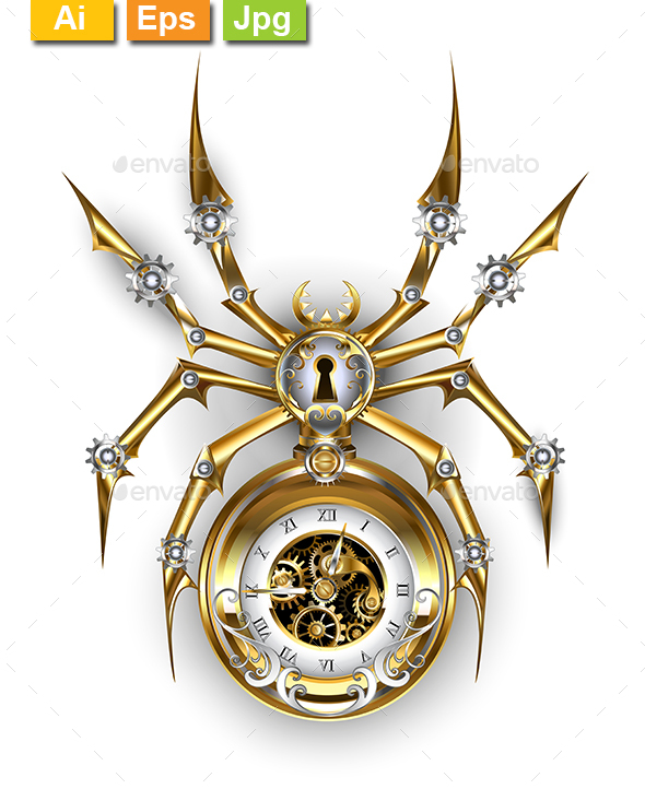 Spider with Clock - Decorative Symbols Decorative