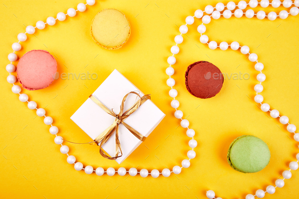 Sweet Dessert macaroon, gifts - Stock Photo - Images
