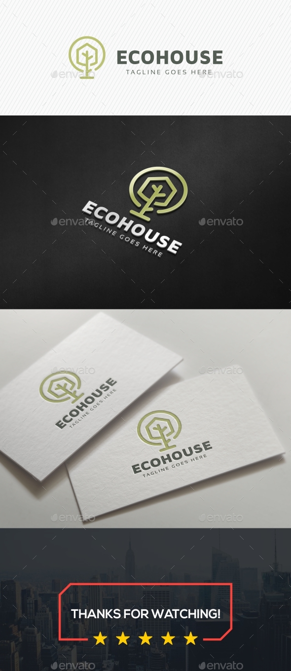 Green Eco House Logo - Buildings Logo Templates