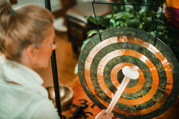 Gong in sound therapy - Stock Photo - Images