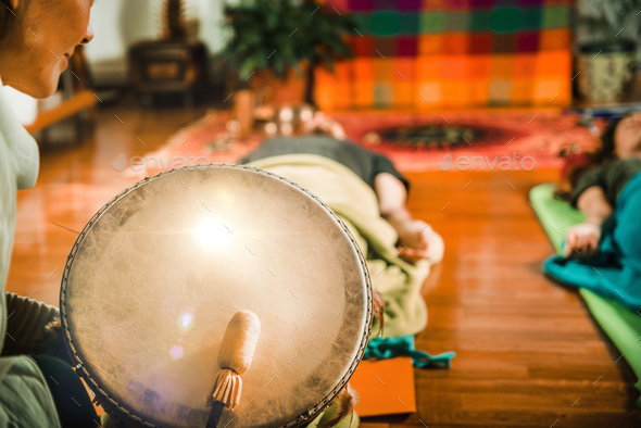 Indian drum in sound therapy - Stock Photo - Images