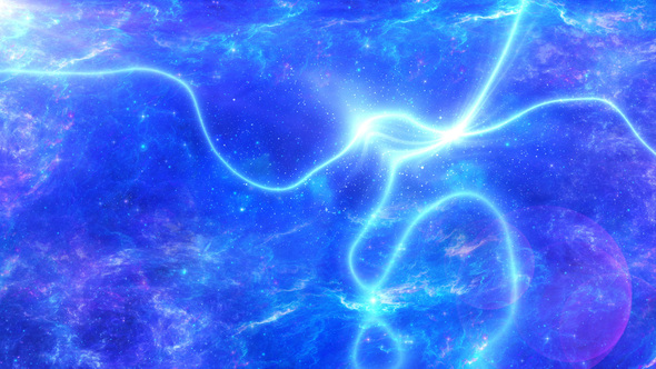Abstract Blue Space Background with Shine and Energy Wave