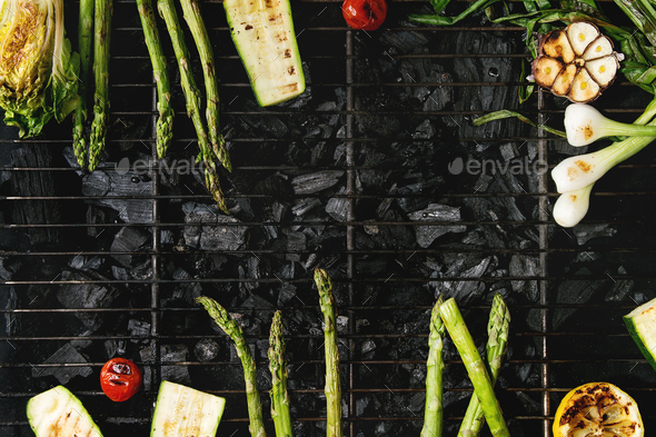 Grilled vegetables on charcoal - Stock Photo - Images