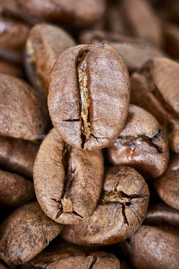 Close Up Picture Of Freshly Roasted Coffee Beans Stock Photo By Maciejbledowski