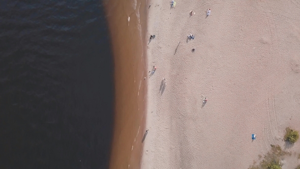 Aerial Shot of Sand Beach in Saint Petersburg, Russia