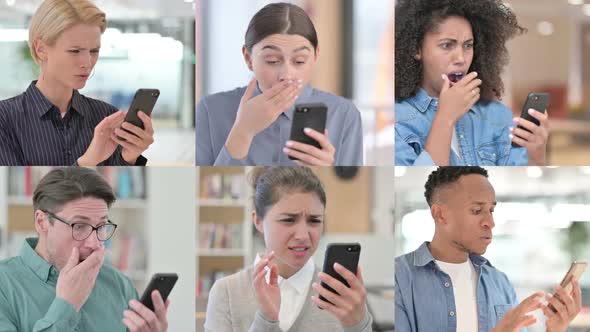 Collage of Multiple Race People Reacting to Loss on Smartphone alt